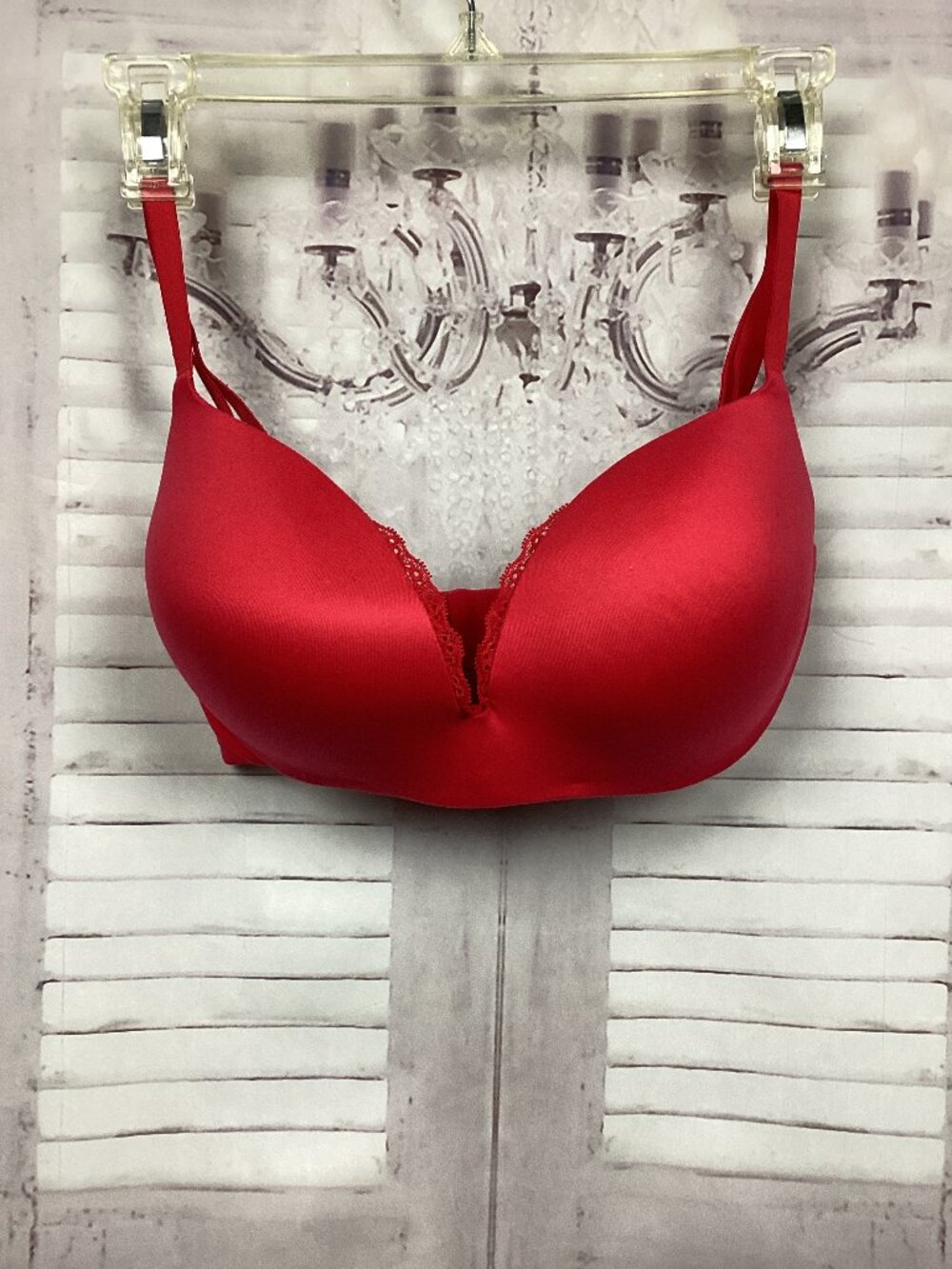 Victoria's Secret Bra Red Plunge Satin 34DD